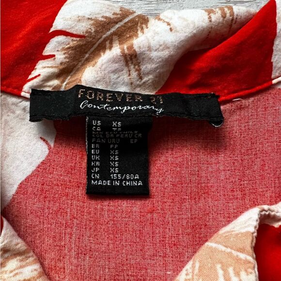 Forever 21 Hawaiian Shirt Floral Button Down Orange Size XS - Picture 4 of 7